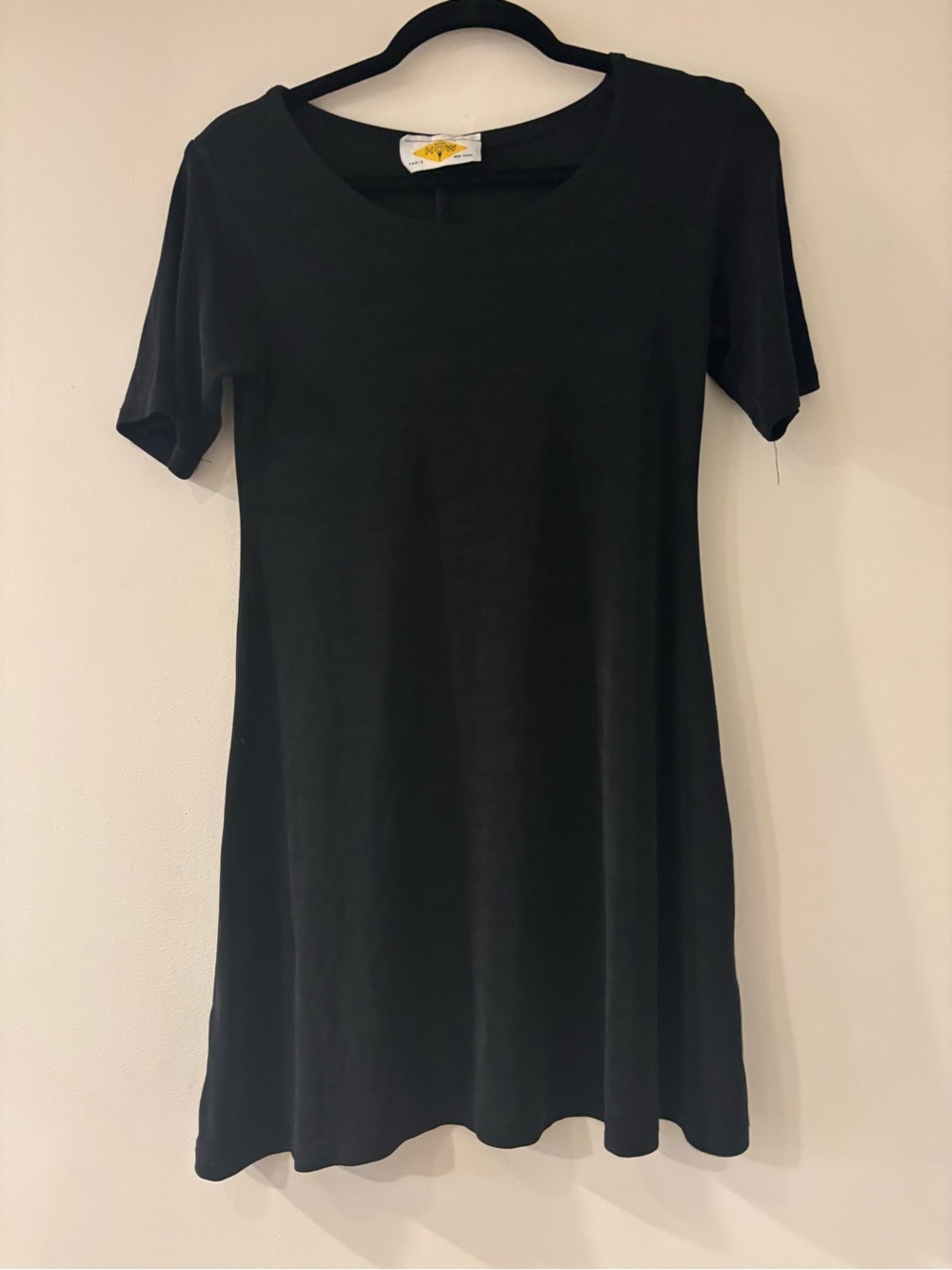 Black Short Sleeve A-Line Tee Dress